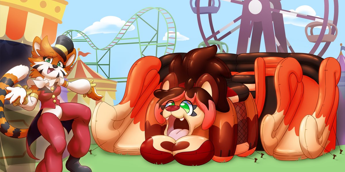[75] (83) Commission for Linky
- Nommy: In the centre of the carnival today... Here I present to you...
Mae - the fox girl, in the form of a bounce house!!!
She is big, cheerful, and full of energy!
("Energy" means "air", probably)
And most of all, she's bouncy!
(Yep!)