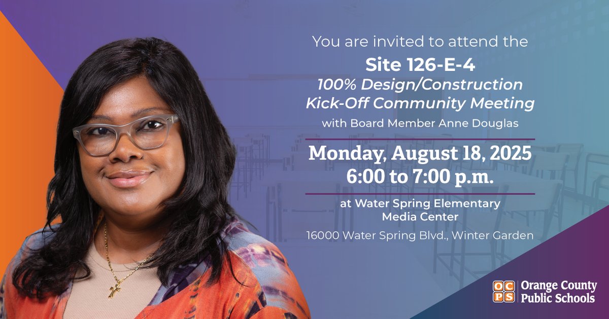 Join us tonight as we discuss the construction of the brand new elementary school in District 4 with Board Member Anne Douglas!