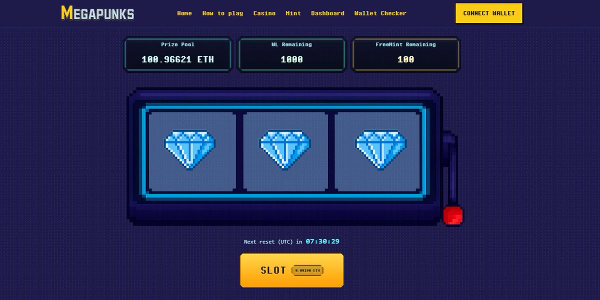 Megaeth_Punks's tweet photo. 🚨 New Feature Live: Punk Slot 🎰

We wanna see who’s been spinning our slot machine?

Now you can try your luck for ETH, whitelist spots, and free mints, all in one place.
Spin it, test your luck, and let us know what you hit 👀 https://t.co/6g56xDBIKt
