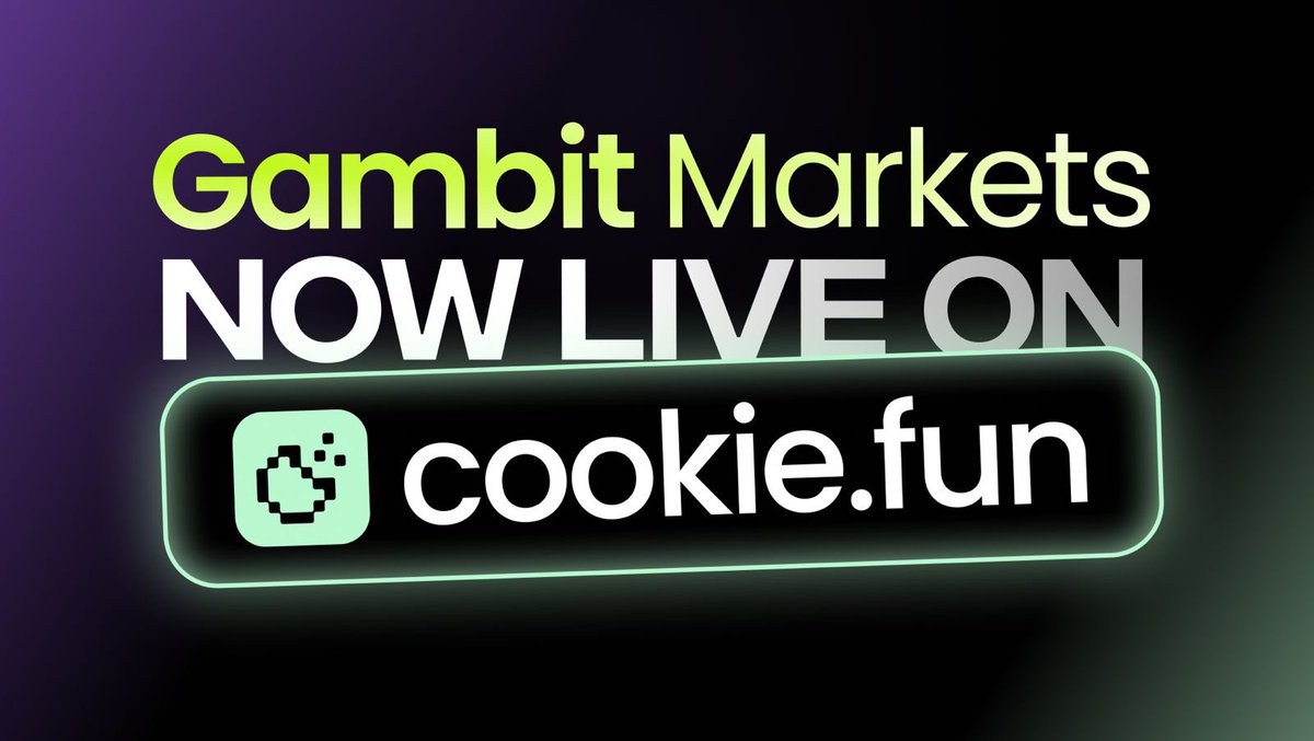 Gambit♟️ (@gambitmarkets) on Twitter photo 🚨 We’re LIVE on Cookie.fun 🚨
Gambit’s Sportsbook + Prediction Markets is now a part of <a href="/cookiedotfun/">Cookie DAO 🍪</a> SocialFi playground 🍪⚡
📈 Place bets, make predictions, share your slips on X
🧠Share your alpha on Gambit Markets and why we are different
🏆 Climb the Cookie 🚨 We’re LIVE on Cookie.fun 🚨
Gambit’s Sportsbook + Prediction Markets is now a part of <a href="/cookiedotfun/">Cookie DAO 🍪</a> SocialFi playground 🍪⚡
📈 Place bets, make predictions, share your slips on X
🧠Share your alpha on Gambit Markets and why we are different
🏆 Climb the Cookie