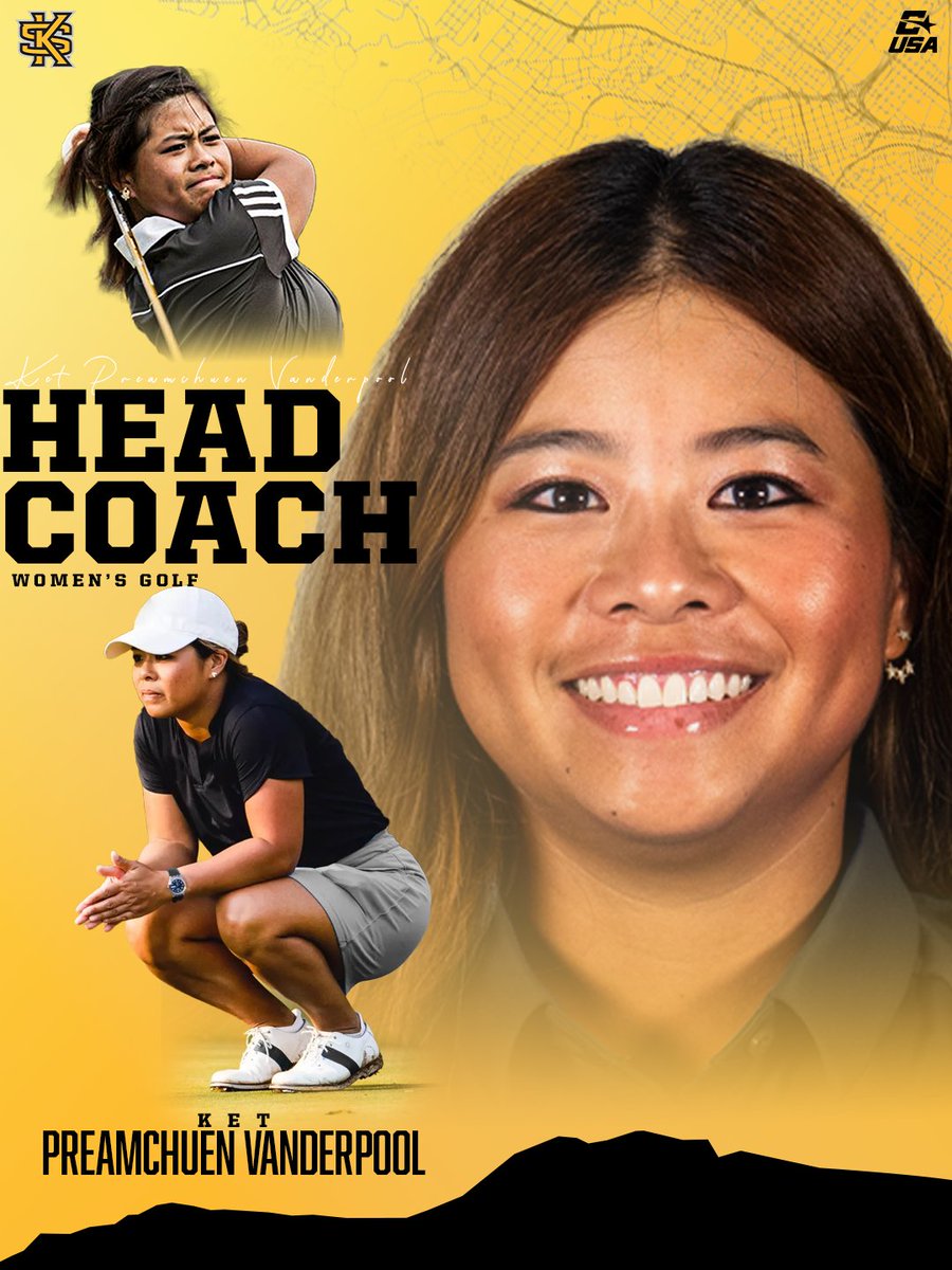 KSUOwlsWGOLF's tweet photo. 𝐖𝐄𝐋𝐂𝐎𝐌𝐄 𝐇𝐎𝐌𝐄!

Please help us welcome back Ket Preamchuen Vanderpool to Kennesaw State as our fifth head coach in program history!

🔗 https://t.co/2cOHkXGtVv

#HootyHoo https://t.co/xYu38CFgaF