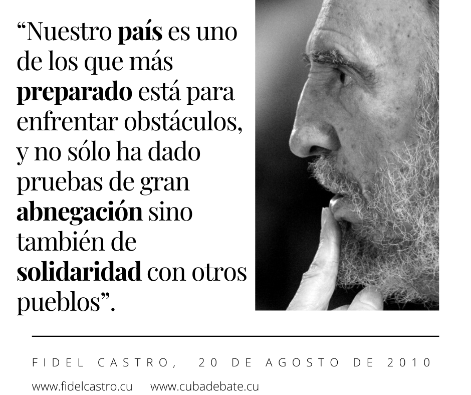 FSoldadodeIdeas's tweet photo. 📅20 de agosto de 2010 ✍️#FidelCastro: “Nuestro país es uno de los que más preparado está para enfrentar obstáculos, y no sólo ha dado pruebas de gran abnegación sino también de solidaridad con otros pueblos”.

https://t.co/FcNVAsN3lg
#100AñosConFidel #Cuba #Revolución https://t.co/2vgIvsYXap