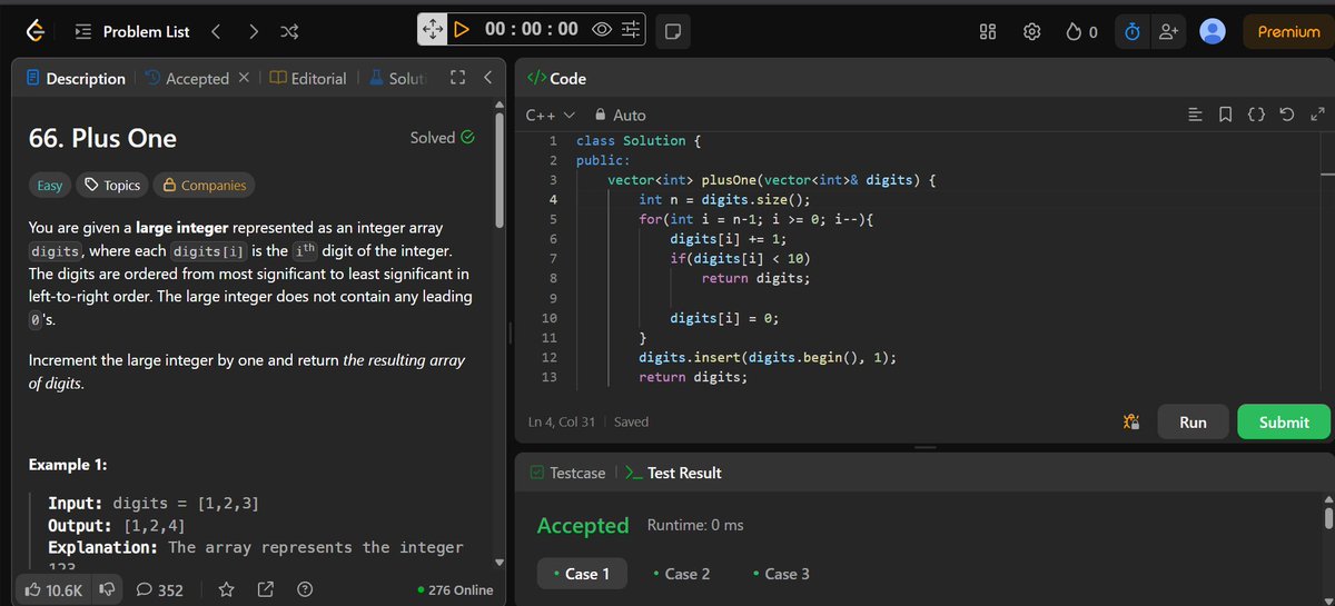 harshit_yadav03's tweet image. Day 61 of #100DaysOfCode
💻 Solved 7 problems on Codeforces
🧩 Solved “Plus One” on LeetCode
Bit by bit, sharpening problem-solving skills and staying consistent
Every day’s effort compounds into long-term growth.
#Codeforces #LeetCode #100DaysOfCode #DSA #ProblemSolving