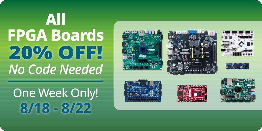 🚨 FPGA Week starts now! Save 20% on all FPGA boards. 
Your next big idea deserves the right dev board — now’s the time to grab it.
🛒 digilent.com/shop/promotion…