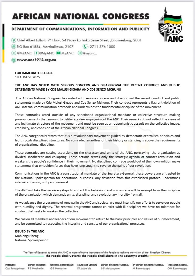 ANC SECRETARY GENERAL | Fikile Mbalula tweet media