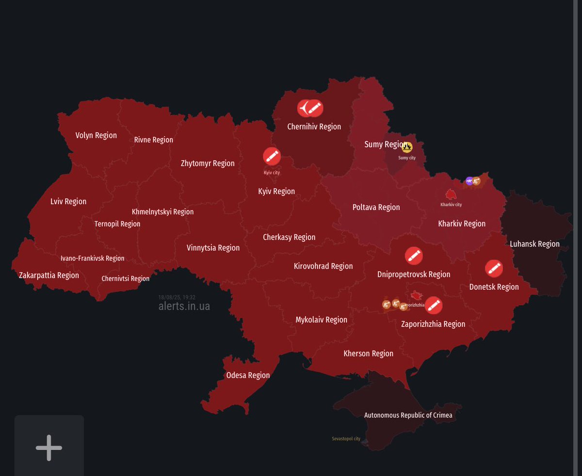 Red alerts across Ukriane