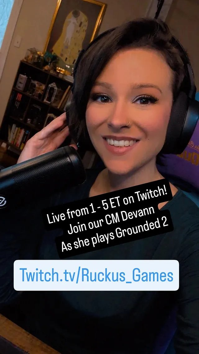 Ruckus Games (@ruckus_games) on Twitter photo live from 1 - 5 pm ET on twitch!
Join our CM <a href="/LadyDevann/">LadyDevann - Wishlist The Holdouts on Steam!</a> as she plays Grounded 2!
twitch.tv/Ruckus_Games
#twitch live from 1 - 5 pm ET on twitch!
Join our CM <a href="/LadyDevann/">LadyDevann - Wishlist The Holdouts on Steam!</a> as she plays Grounded 2!
twitch.tv/Ruckus_Games
#twitch
