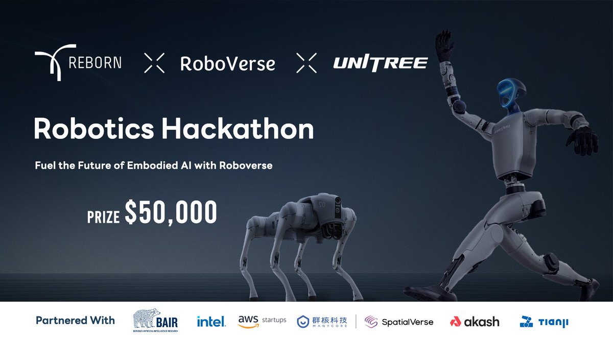 🚀 Announcing the Reborn x Roboverse x Unitree Global Hackathon 🚀

The ultimate robotics + simulation challenge is here! From beginner-friendly tasks to hardcore advanced tracks, this is your chance to test your skills, learn fast, and build the future of embodied AI.
💰 $50K