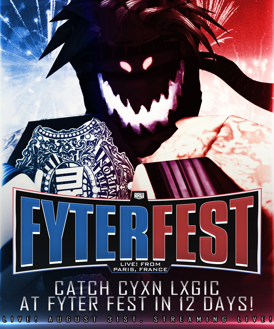 RRW (@rrwplus) on Twitter photo 12 DAYS AWAY FROM #RRWFyterFest ๐จ
Hate him or love him, no matter what era, <a href="/CyxnLxgicRBLX/">DISASTERPIECE</a> has cemented himself as one of the GREATEST of ALL TIME! Catch the GMT GOAT defend his Elite World Championship in just 12 DAYS at #RRWFyterFest!
#RRWFyterFest, August 31st, LIVE! 12 DAYS AWAY FROM #RRWFyterFest ๐จ
Hate him or love him, no matter what era, <a href="/CyxnLxgicRBLX/">DISASTERPIECE</a> has cemented himself as one of the GREATEST of ALL TIME! Catch the GMT GOAT defend his Elite World Championship in just 12 DAYS at #RRWFyterFest!
#RRWFyterFest, August 31st, LIVE!