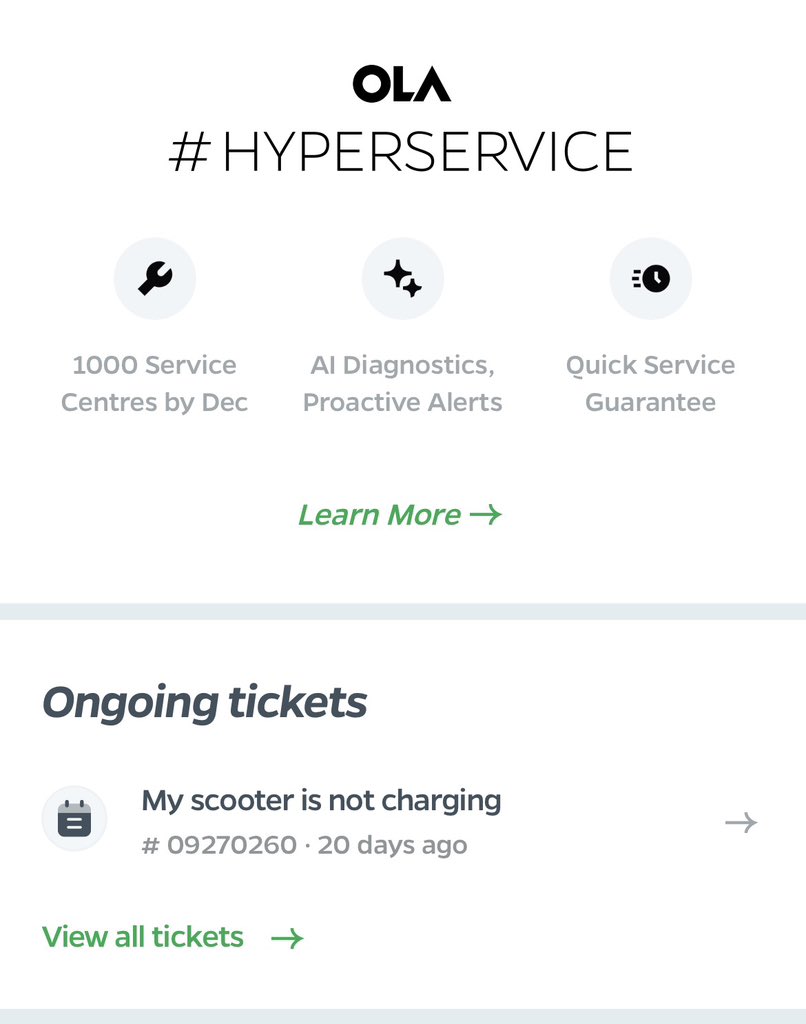 iamMurthyraj's tweet photo. The service people haven't fixed it even after 20 days.Who is responsible for this?"
Where is #HYPERSERVICE?
"I'm going to file a serious complaint about this to the consumer court
Regards
Gouthami Bai R 
Ola S1X KA 35 EV4223
@OlaElectric @bhash @jagograhakjago @ConsumerReports https://t.co/dAIfgmQmkE