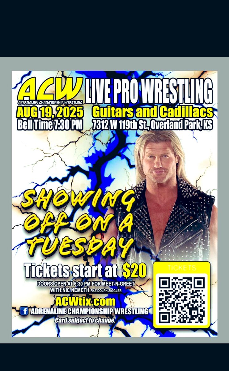 Nic Nemeth (@nictnemeth) on Twitter photo KANSAS, TUESDAY LFG <a href="/ACW_Pro/">Adrenaline Championship Wrestling</a>
embed.prod.simpletix.com/4830676d-38a6-โฆ KANSAS, TUESDAY LFG <a href="/ACW_Pro/">Adrenaline Championship Wrestling</a>
embed.prod.simpletix.com/4830676d-38a6-โฆ