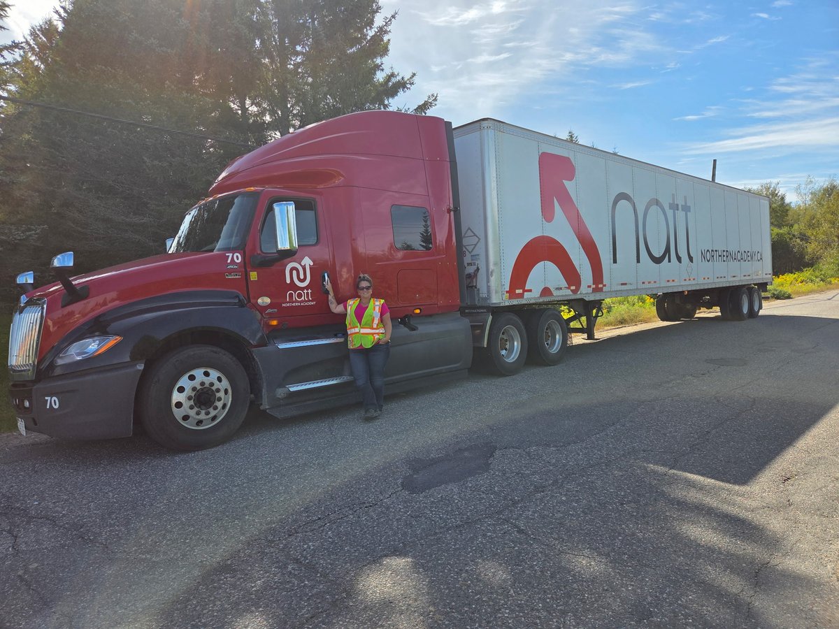 Love this photo of Tanja, one of our amazing trainers here at Northern Academy!

Considering a career in transportation? Come in and speak with us! We're located at 25 Vagnini Court in Lively and online northernacademy.ca. #womenintrucking #truckschool #trucktraining