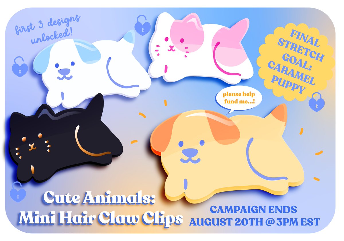 We're down to the wire, folks‼
My cute dog and cat hair claw kickstarter campaign ends VERY soon. If you've been on the fence about pledging now would be the time to do so.
You want to help the puppy, right...?🐶Please help him he's so cute!
#supportartists #cuteart #artistshop