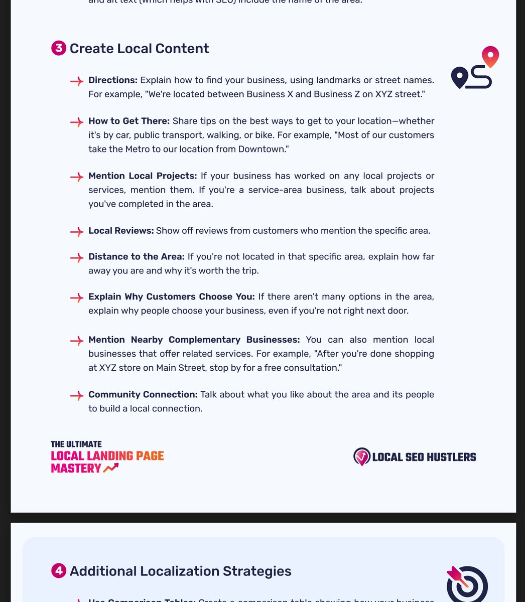 realTimKahlert's tweet photo. Low-quality local landing pages create weak rankings, low conversions, and indexing issues. Here is what you can include to make them more unique and relevant. 

You don't need to add every section. Pick the ones that fit your business and market: https://t.co/CDSYF3aG8t