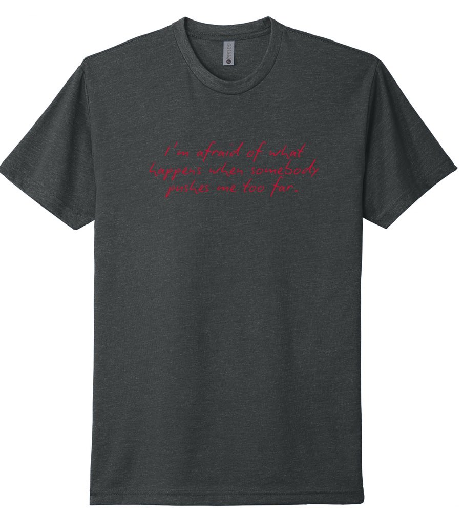 This winter. 
Shirt/hoodie. This color only. 
Charcoal shirt/blood red font.