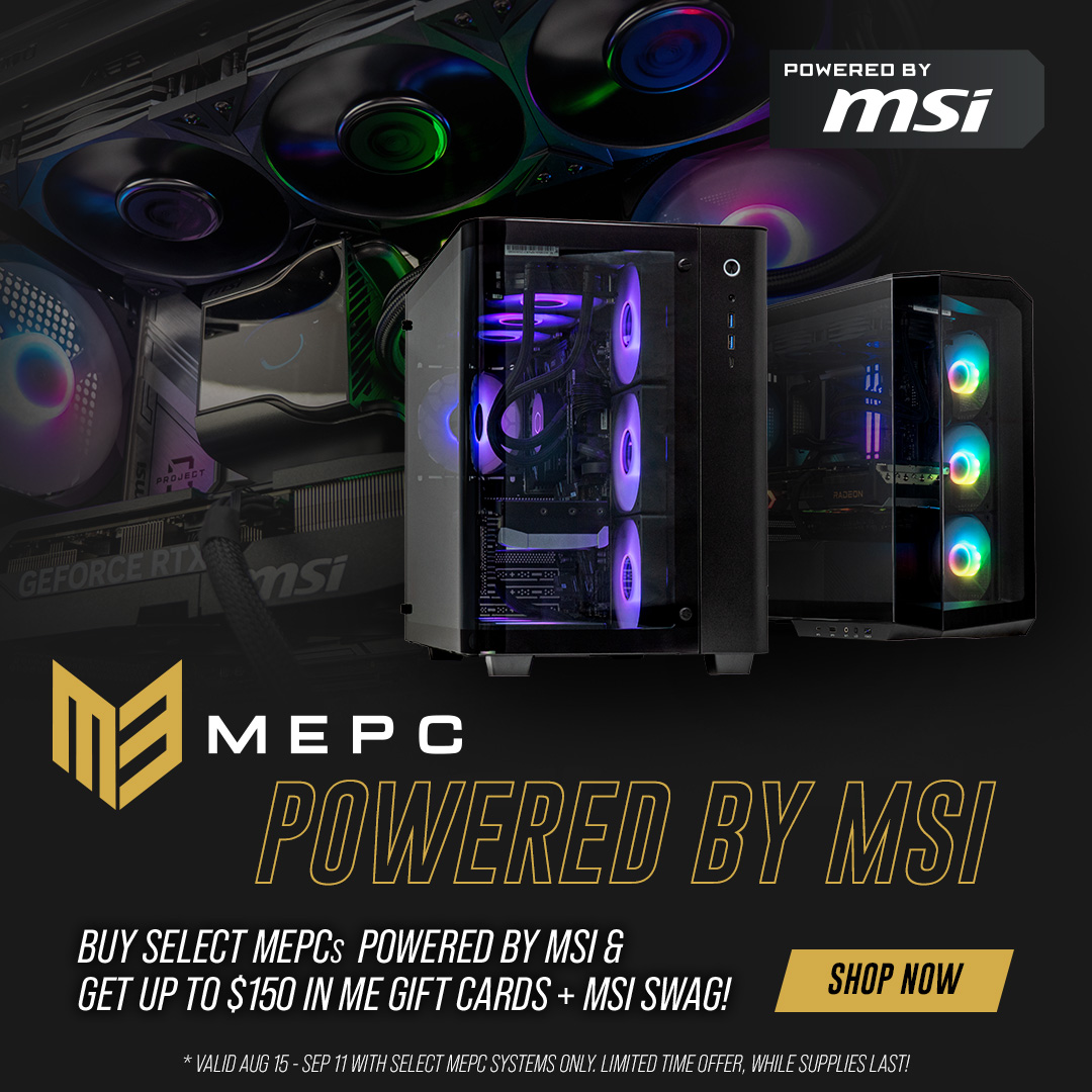 MemoryExpress's tweet image. 📷#BACKTOSCHOOL SALE STARTS NOW!
Buy selected MEPC powered by @MSICanada and recieve up to $150 ME Gift Card &amp;amp; MSI Swag!* 📷bit.ly/4mlXRwH
*Limited quantities, while supplies last!
#MEMORYEXPRESS #MSI #GAMINGPC #PCGAMING