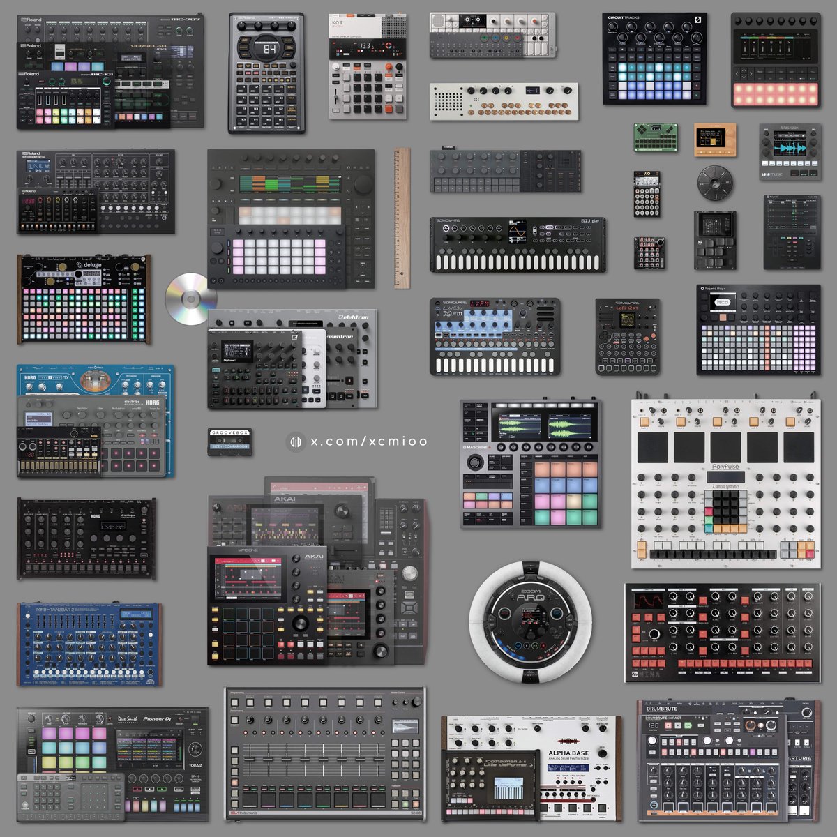 xcmioo's tweet photo. #GROOVEBOX size ‹ › comparison
UPDATE : Lambda Synthetics – PolyPulse
For higher resolution:
Click on the image, then right-click to open it in a new tab or window
#akai #arturia #dirtywave #elektron #korg #novation #polyend #roland #sonicware #yamaha a.o. https://t.co/5mjpXynnhj