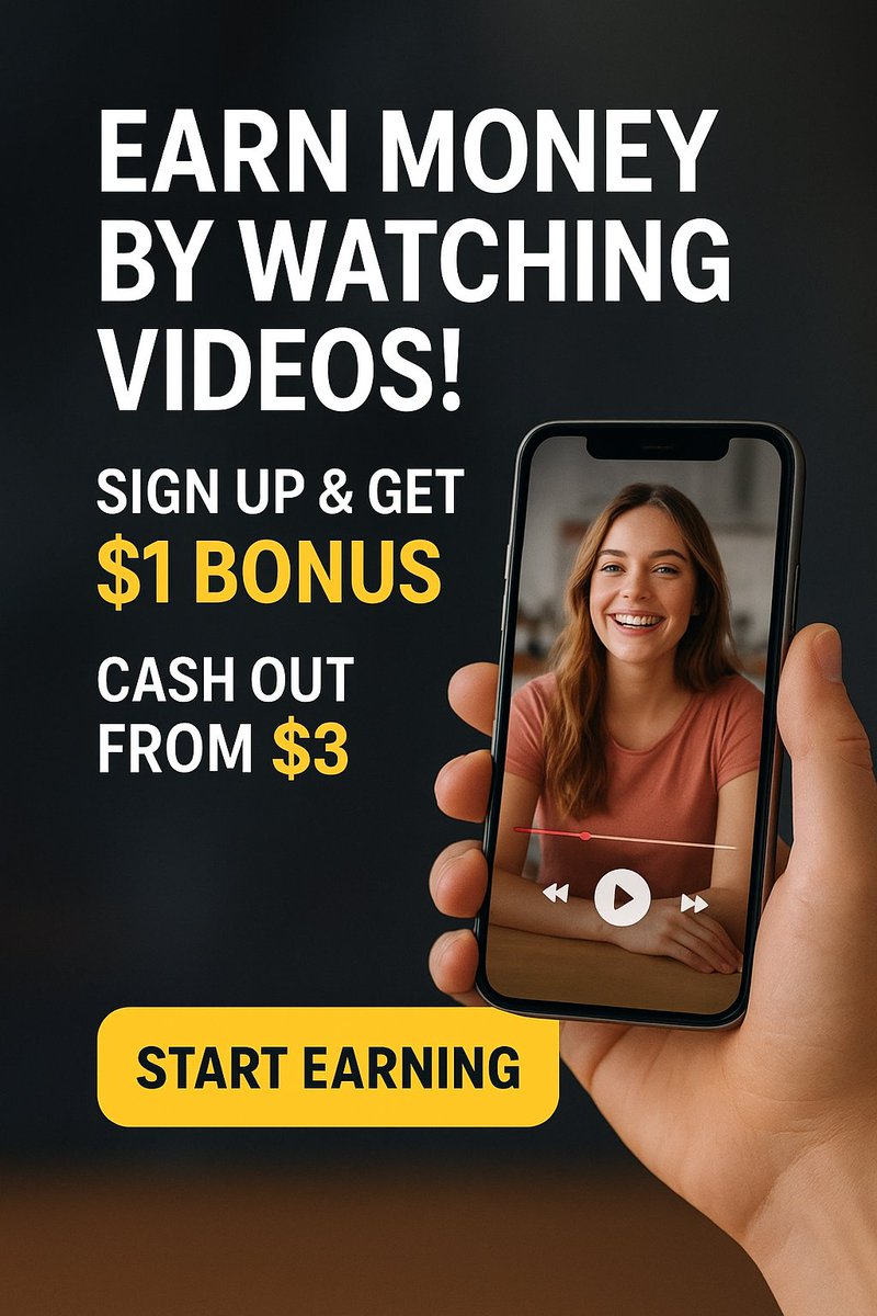 MoneyBox1211's tweet image. 💸 Earn Money by Watching Videos! 🎥
👉 Get $1 sign-up bonus instantly
👉 Withdraw as low as $3
👉 Simple, fast, and open worldwide 🌍

Don’t miss out – start earning today! 🚀
👉 bit.ly/3Jf22fb
#money #Video #watchvideo #EarnMoney #EarnMoneyOnline