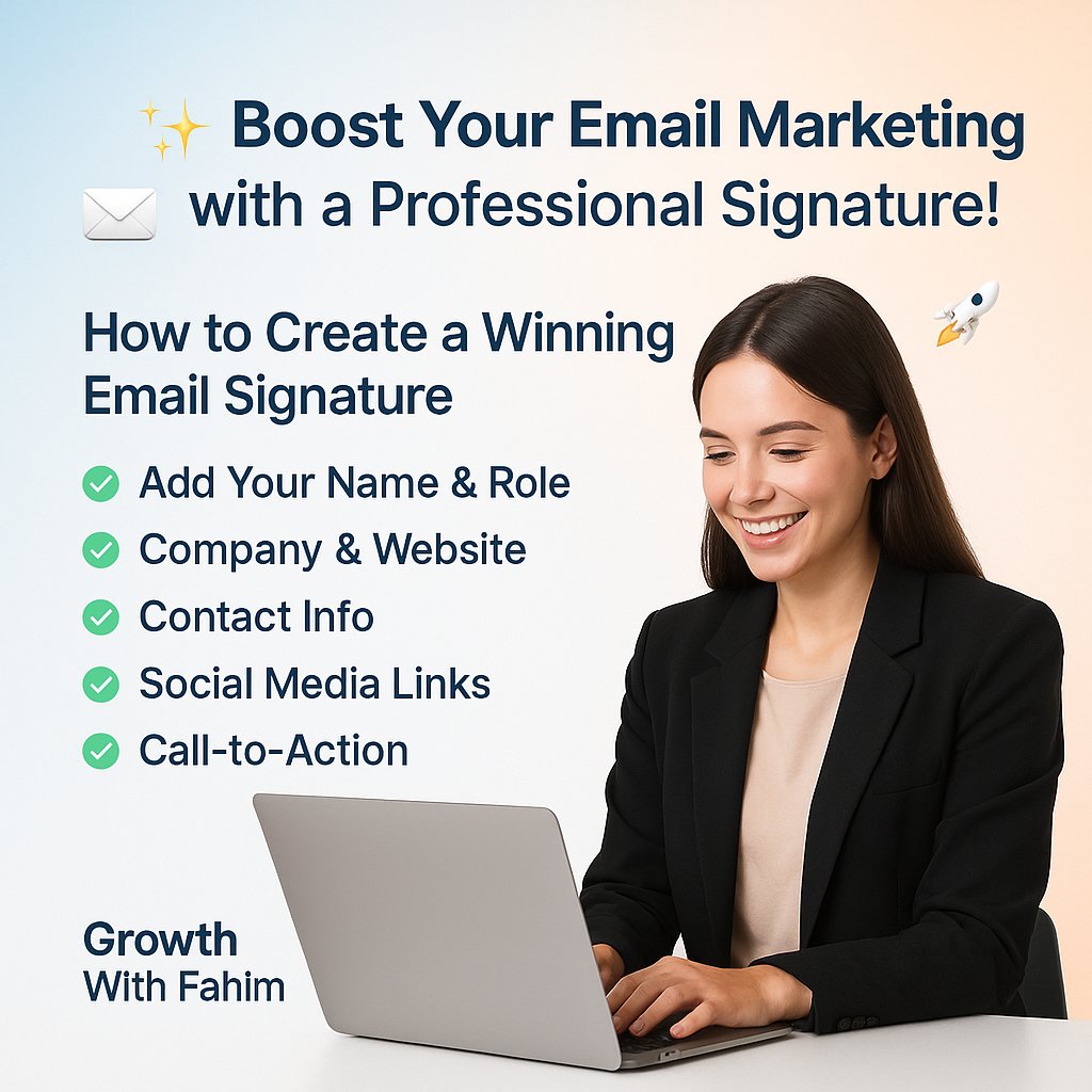 📧 Your email signature = your digital business card!
Boost your email marketing with:
✔ Name &amp; Role
✔ Website &amp; Socials
✔ Call-to-Action 🚀

Make every email a branding opportunity! 💼✨

#EmailMarketing #MarketingTips #DigitalMarketing #BusinessGrowth #Entrepreneurs #USA #UK