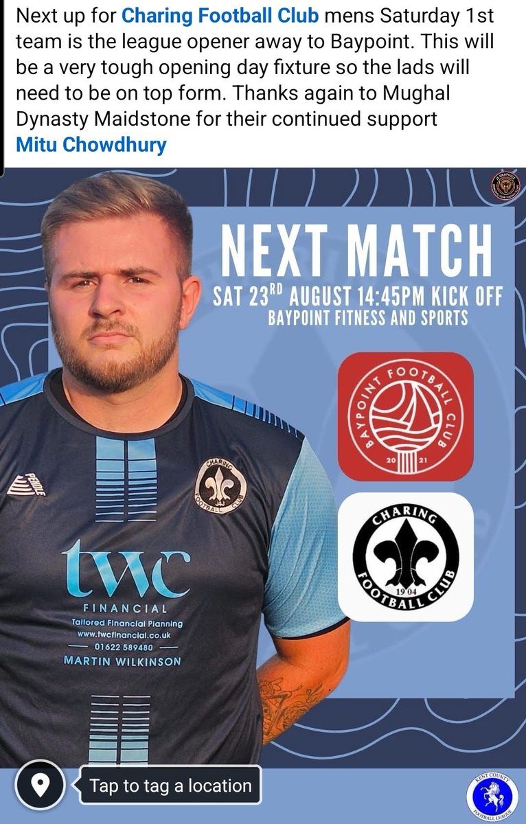 Next up is our league opener. This will be a tough trip away to Baypoint