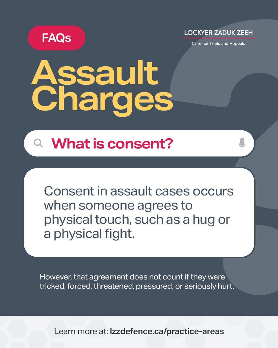 Lockyer Zaduk Zeeh (@lzzdefence) on Twitter photo 💭 Consent in assault cases means a person freely agrees to physical contact—like a hug or even a consensual fight. However, consent is not valid if it’s gained through fraud, force, threats, abuse of authority, or if it causes serious injury. Learn more: buff.ly/gBhi0ZH 💭 Consent in assault cases means a person freely agrees to physical contact—like a hug or even a consensual fight. However, consent is not valid if it’s gained through fraud, force, threats, abuse of authority, or if it causes serious injury. Learn more: buff.ly/gBhi0ZH