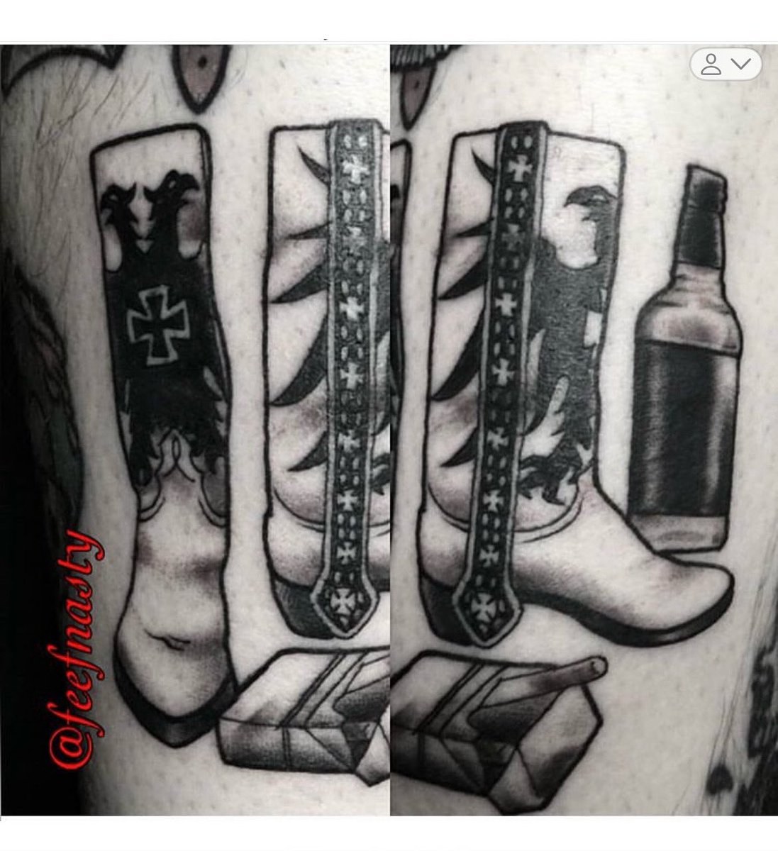 pascalriffraff's tweet photo. Happy #motorheadmonday a pair of boots of mister Kilmister tattooed on a fan. Very proud moment for me. Go check my Instagram @hollywoodriffraff to see more. #motorhead #lemmykilmister #lemmy #cowboyboots #rocknroll https://t.co/4CybOLjtza