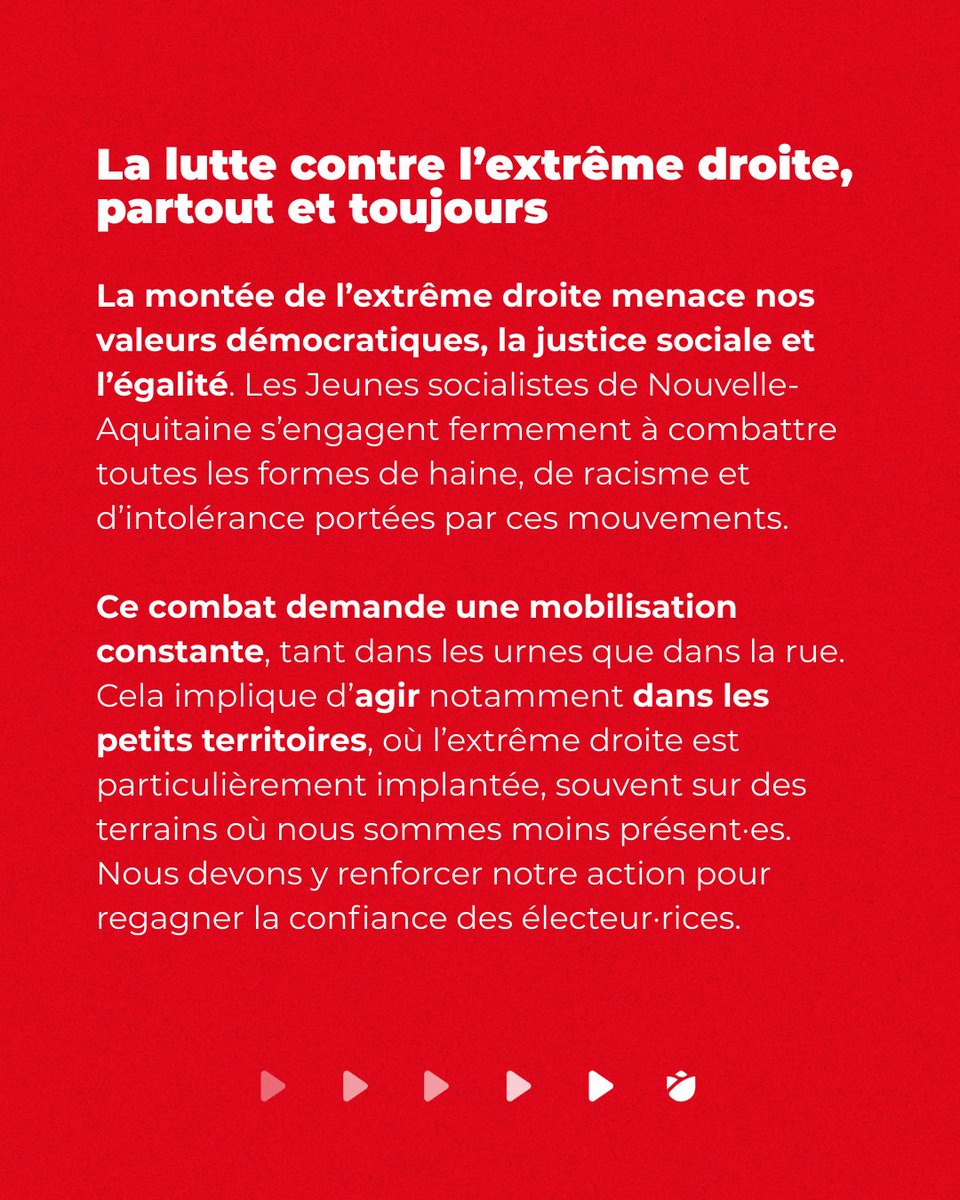 Nous vous présentons aujourd'hui quelques une des grandes idées de notre Plan d'Action Régional 🙌🌹
La nouvelle Aquitaine se veut actrice de combats socio-économiques forts 🌹
Rejoins nous pour te battre à nos cotés 🫵