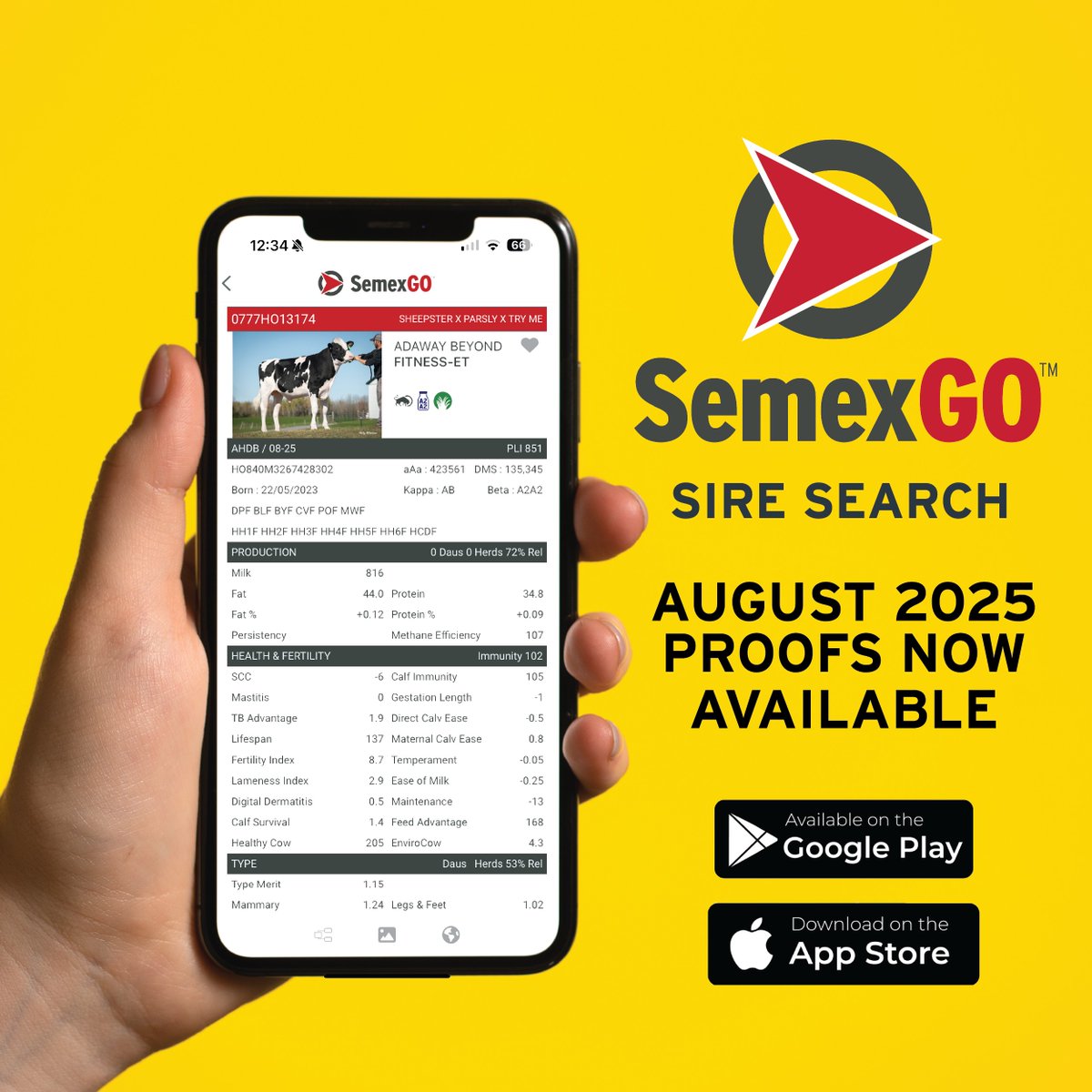 August 25 proofs at your fingertips....👀📈
Download the SemexGO app today to view up to date proofs, with PLI, TPI &amp; LPI indexes all available.
Free to download on apple &amp; the google play stores!
#geneticsforlife #august25proofs