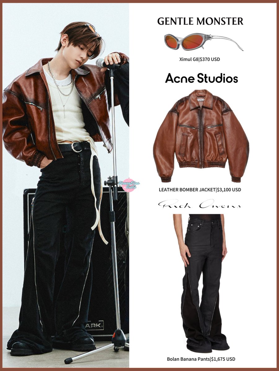 250819 ❝𝙉𝙀𝙑𝙀𝙍 𝙎𝘼𝙔 𝙉𝙀𝙑𝙀𝙍❞ Concept Photo ICON ver. 📌GENTLE  MONSTER 🕶️|Ximul G8|$370 USD 📌Acne Studios 🧥|LEATHER BOMBER  JACKET|$3,100 USD 📌Rick Owens 👖|Bolan Banana Pants|$1,675 USD #ZHANGHAO  #장하오 #章昊 #ジャンハオ #ZEROBASEONE ...