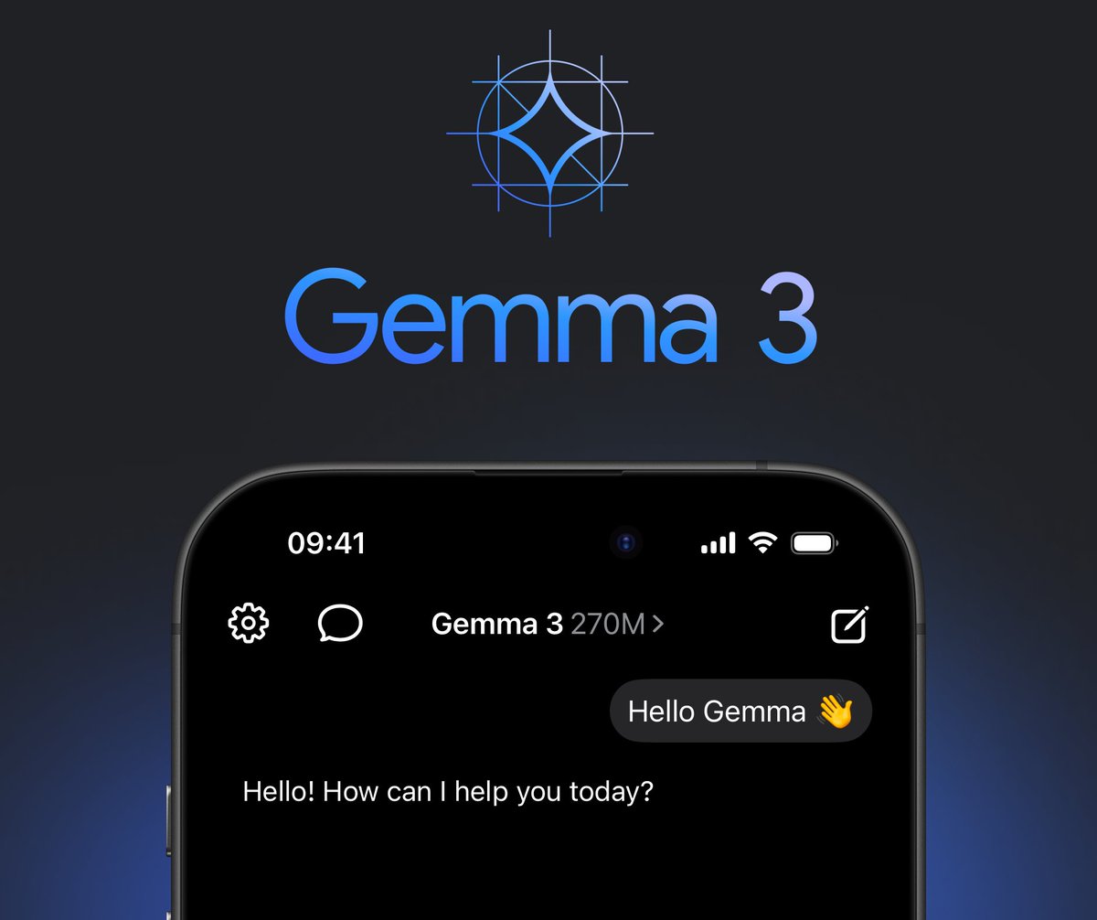 Locally AI - Private AI Chat (@locallyaiapp) on Twitter photo Gemma 3 270M by <a href="/GoogleDeepMind/">Google DeepMind</a> is now available 🏎️
This new small and efficient model is perfect to be used with the shortcut on tasks like summarization.
Update your app now to use it! Gemma 3 270M by <a href="/GoogleDeepMind/">Google DeepMind</a> is now available 🏎️
This new small and efficient model is perfect to be used with the shortcut on tasks like summarization.
Update your app now to use it!