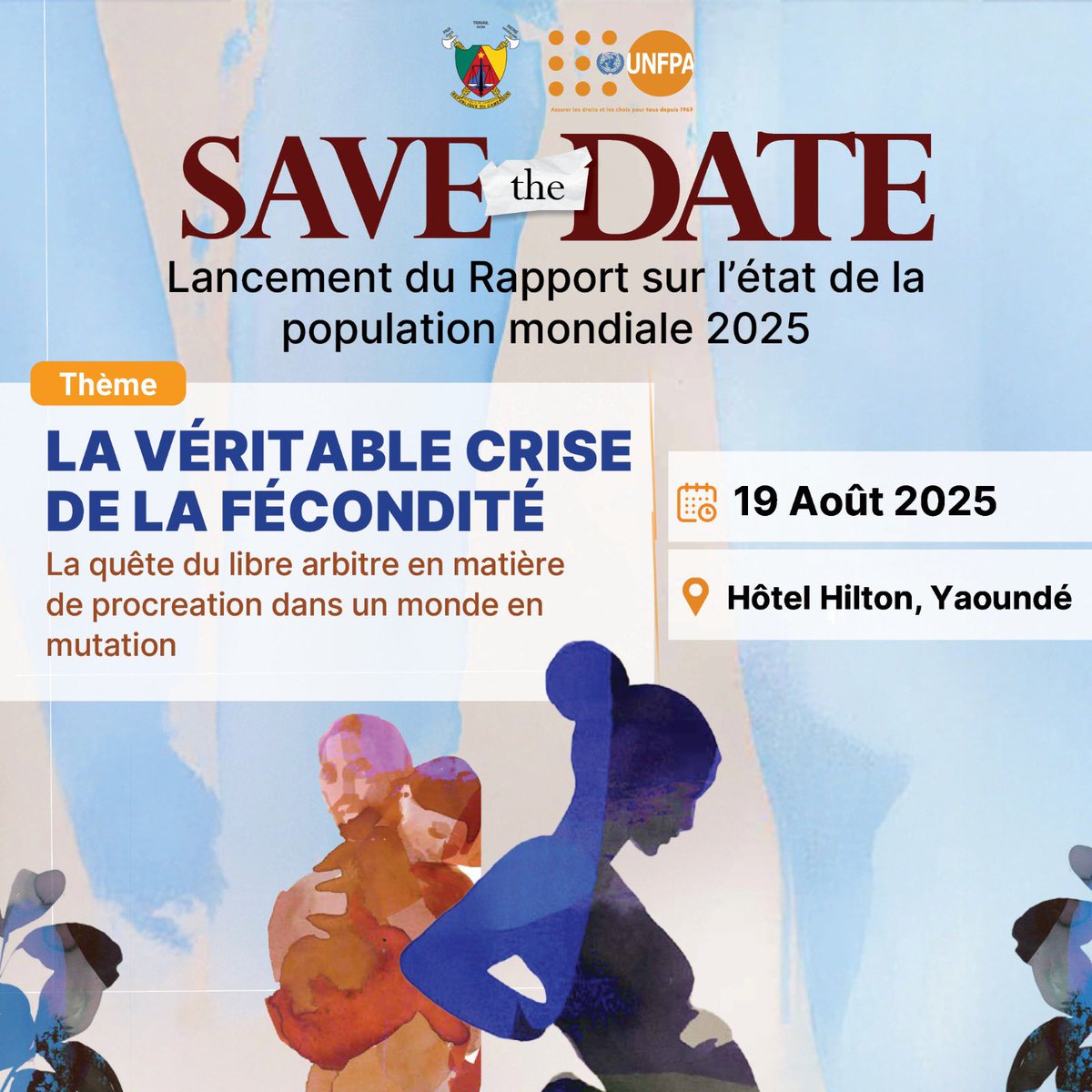 À vos #agendas: Sous la présidence du Ministre de l’Economie, de la Planification et de l’Aménagement du Territoire, le Cameroun lancera, ce Mardi, 19 Août, le Rapport sur l’état de la Population Mondiale 2025. 

#LaVéritableCriseDeLaFécondité
<a href="/minepat237/">Minepat Cameroun</a>
