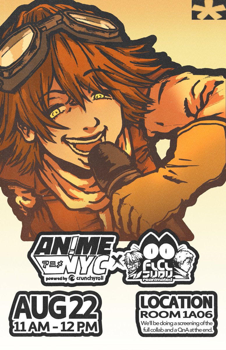 FLCL Reanimated is coming to Anime NYC!!

Join us August 22nd (Friday) from 11 AM - 12 PM in Room 1AO6 for an all new panel hosted by our team!

We'll be doing our FIRST EVER live screening of the full collab followed up by a QnA right after!

#FLCLREANIMATED