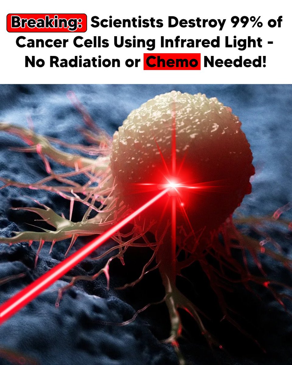 Scientists have found a new way to kill cancer cells using a special type of light called near-infrared light. Instead of drugs or surgery, they used vibrating molecules to destroy cancer cells in lab tests with 99% success.

*Source: Ayala-Orozco et al., Nature Chemistry (2024)