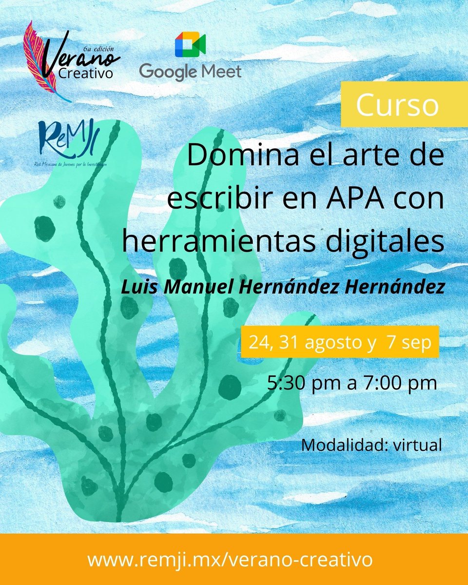 ReMJI_mx's tweet photo. No te olvides, el 24 de agosto damos inicio a este taller. Recuerda que nuestras actividades son gratuitas y virtuales. Puedes conocer más en: https://t.co/LFu36GdIUW https://t.co/Bot2zk3igF