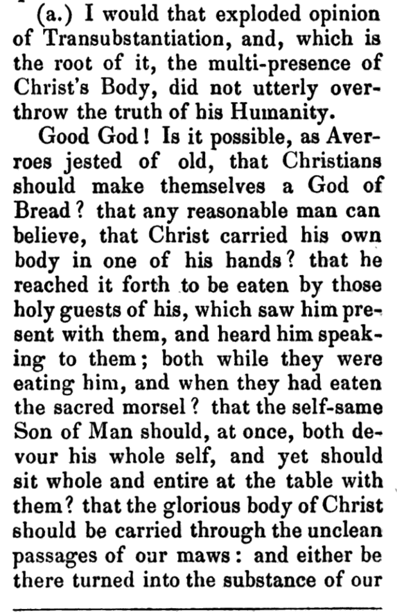 GodRemembrancer's tweet image. Anglican Bishop Joseph Hall (1574-1656) has thoughts on Transubstantiation.