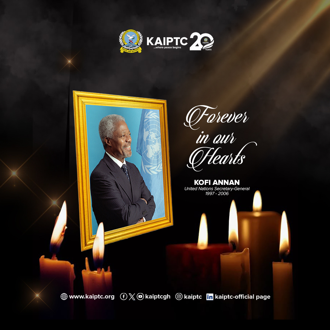 KaiptcGh's tweet photo. 🕊 Remembering Kofi Annan

Today marks seven years since the passing of Kofi Annan, former UN Secretary-General, a true champion of peace, justice, and human dignity.

At the Kofi Annan International Peacekeeping Training Centre, we honour his enduring legacy and remain committed to advancing his vision of a more peaceful and secure world.

#KofiAnnan #LegacyOfPeace #KAIPTC