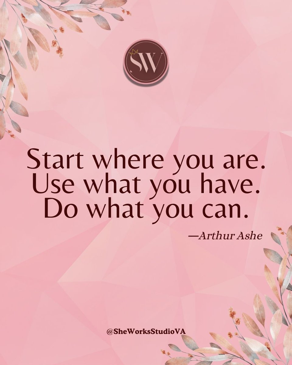 sheworksstudio's tweet photo. Don't wait for the "perfect moment" ― start with what you already have.
𝗦𝗺𝗮𝗹𝗹 𝗰𝗼𝗻𝘀𝗶𝘀𝘁𝗲𝗻𝘁 𝘀𝘁𝗲𝗽𝘀 𝗹𝗲𝗮𝗱 𝘁𝗼 𝗯𝗶𝗴 𝘄𝗶𝗻𝘀.

What's one thing you can start today with the resources you already have? 🤔

#SheWorksStudioVA
#MotivationForSuccess https://t.co/Qn6IYqdLmT