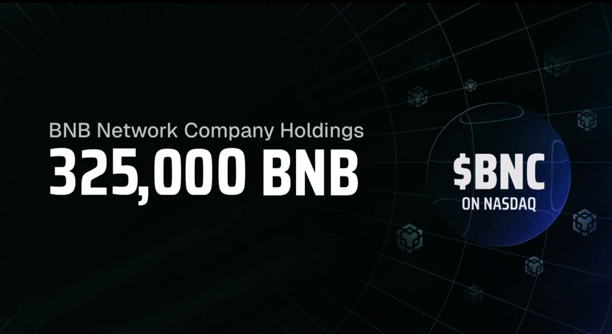 Narcos (@misternarcos) on Twitter photo 🚨 <a href="/BNBNetworkCo/">BNB Network Company (BNC)</a> hits a major milestone
• Treasury Holdings: 325,000 $BNB
•+125,000 BNB added (from initial 200k)
•World’s LARGEST BNB treasury
•Strengthening support for <a href="/BNBCHAIN/">BNB Chain</a> & ecosystem
• Backed by growing institutional interest
CEO <a href="/namdar/">David J. Namdar</a> :
“Reaching 325,000 🚨 <a href="/BNBNetworkCo/">BNB Network Company (BNC)</a> hits a major milestone
• Treasury Holdings: 325,000 $BNB
•+125,000 BNB added (from initial 200k)
•World’s LARGEST BNB treasury
•Strengthening support for <a href="/BNBCHAIN/">BNB Chain</a> & ecosystem
• Backed by growing institutional interest
CEO <a href="/namdar/">David J. Namdar</a> :
“Reaching 325,000