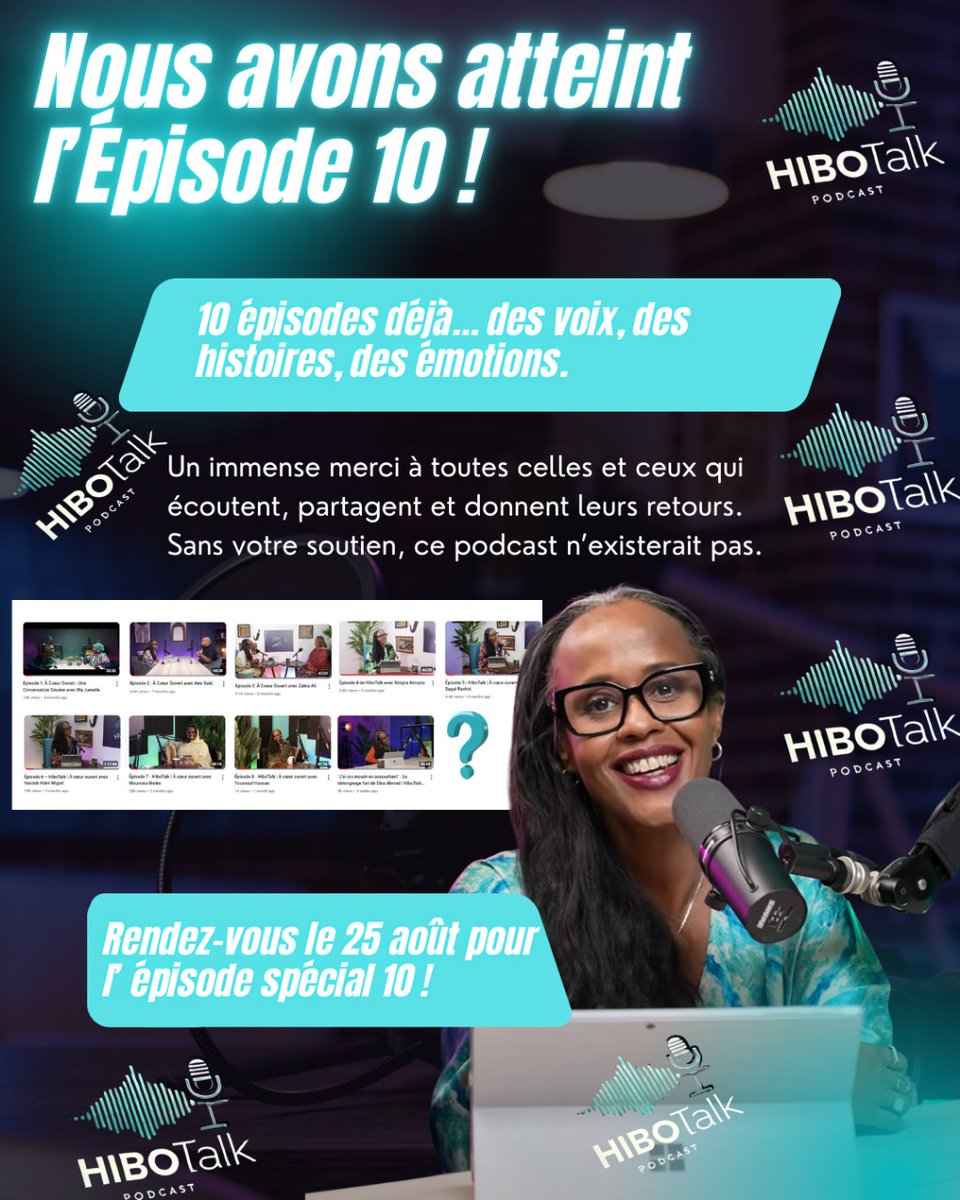 HiboTalkPodcast's tweet photo. 🔟✨ Dix épisodes déjà…
Chaque pas, chaque histoire m’a fait grandir.
Ce podcast n’est pas une compétition, c’est un chemin.
Merci d’en faire partie🙏🏾
🎧 Rendez-vous le 25 août pour l'épisode 10...un épisode pas comme les autres 🤗
#podcast #Djibouti #HiboTalk #journeycontinue https://t.co/h6spyHWfyn