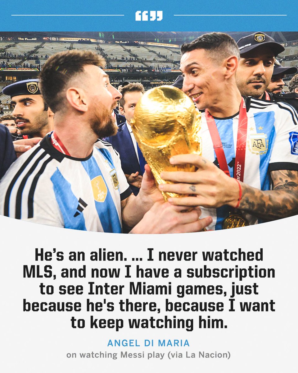 Angel Di Maria is watching MLS just for Messi 😆🩵