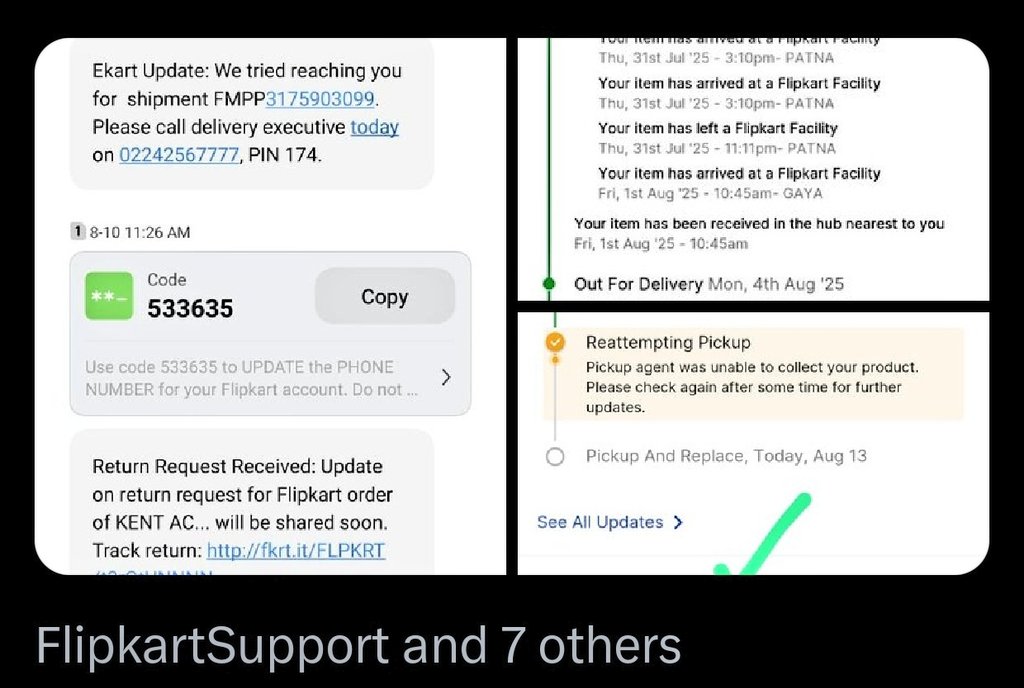 Khan_Mysbah's tweet photo. 🚨 @Flipkart SCAM ALERT! 

@Flipkart
@flipkartsupport how you can send the parcel for replacement even I was already choose the return option. Don't be so smart just return my parcel &amp; refund my amounts

My Order Number :- OD355055881576896100

#FlipkartFail
#flipkartscam https://t.co/T9UHs9YfsA