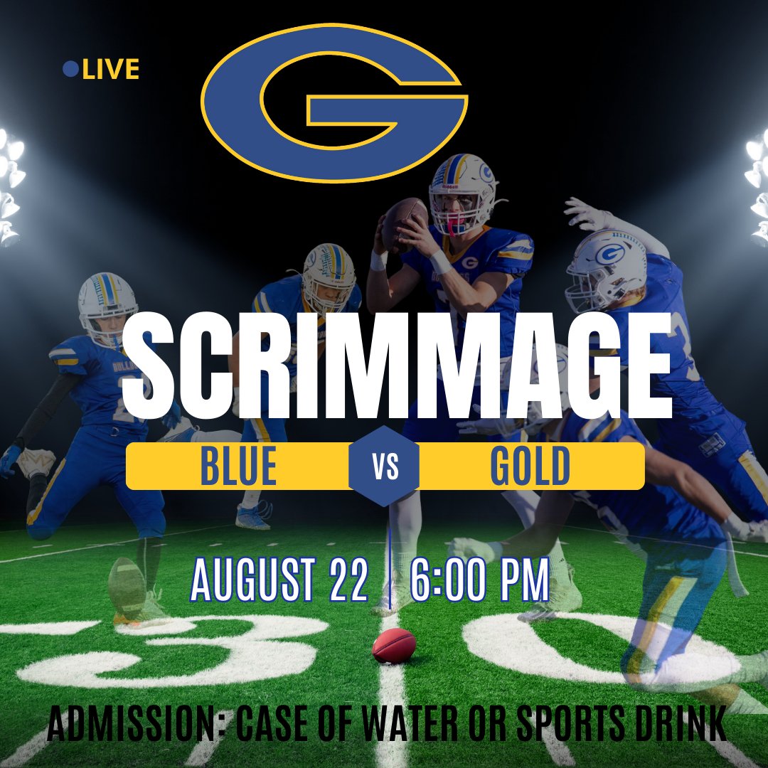 Join us for the Blue/Gold Scrimmage 
Plus the Booster Club BBQ + Sign-Up – Fri, Aug. 22 @ 5:30 PM — FREE FOOD sponsored by Platte Valley Bank!