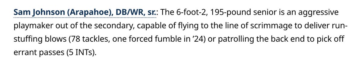 Thanks <a href="/denverpost/">The Denver Post</a> for the Top 101 Impact Players in Colorado call out. Excited for <a href="/Arapahoe_FB/">Arapahoe High School Football</a> season to get started!

<a href="/postpreps/">Denver Post Preps</a> 
<a href="/MattDSchubert/">Matt Schubert</a> 
<a href="/FBCoachBrayton/">Tyler Brayton</a> 
<a href="/RecruitArapFB/">ArapahoeFBRecruiting</a> 
<a href="/coachklynch/">Kevin Lynch</a>
<a href="/CoachBelfiori/">JORDAN BELFIORI</a> 
<a href="/JoeCheshire/">Joe Cheshire</a>
