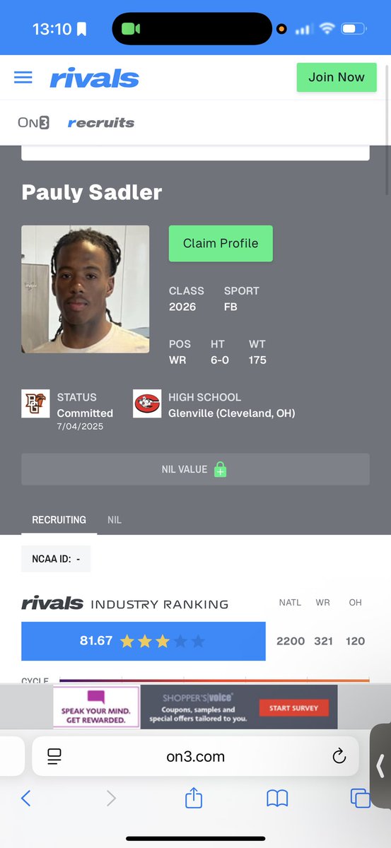 Blessed to recognized as a 3 star recruit! But there’s more work to be done #AGTG