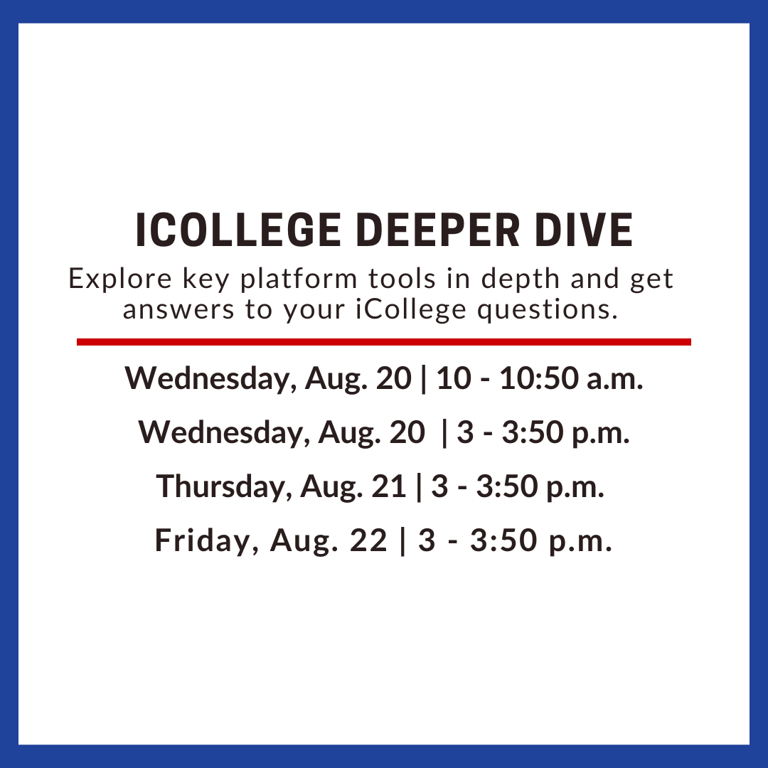 GSUTechnology's tweet image. Kick off your semester by learning the digital tools you’ll use in class! 💻📚 Join CETLOE’s virtual workshops to get comfortable with iCollege &amp;amp; more—so assignments, grades &amp;amp; classwork go smoothly! 

🔗 t.gsu.edu/3mzbXxg

#TheStateWay #DigitalResources #LearniCollege