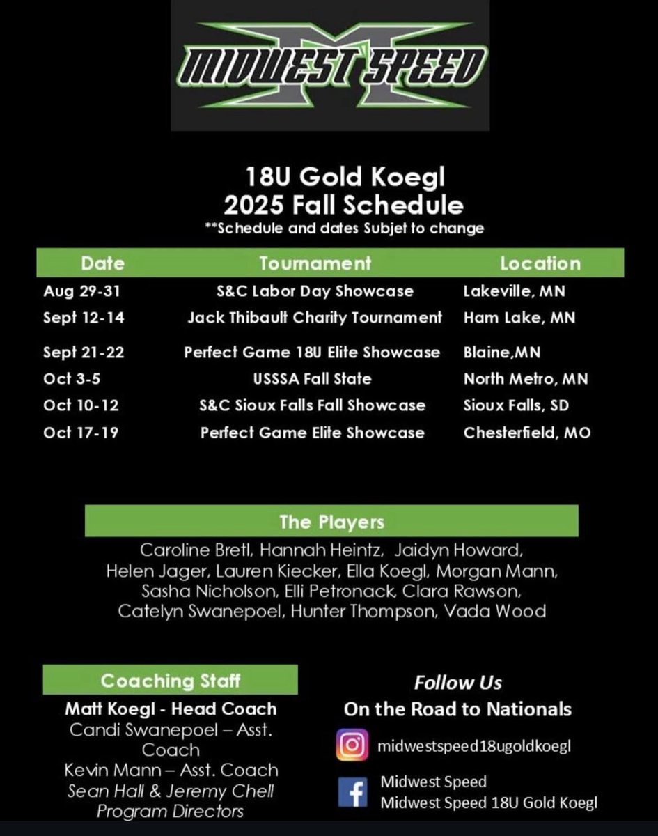 EPetronack2026's tweet photo. Fall schedule!! https://t.co/7xxDmnYyvs