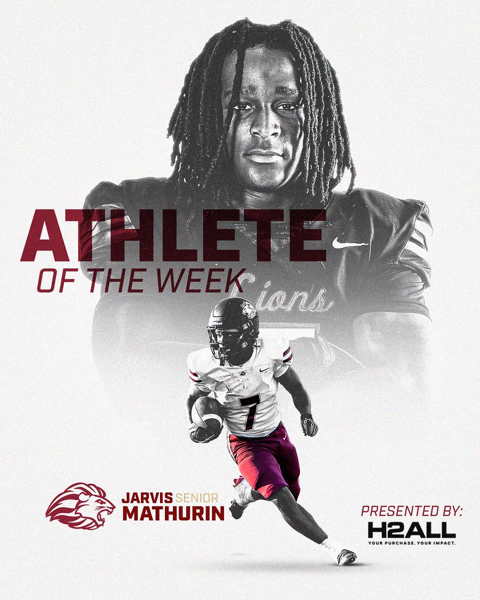 Jarvis Mathurin is this week’s <a href="/H2ALLofficial/">H2ALL</a> Athlete of the Week! 
Jarvis had a monster performance during the Lions’ 29-22 win over North Atlanta High School in the Corky Kell + Dave Hunter Classic. He totaled 321 all-purpose yards, including an 88-yard kickoff returned score!