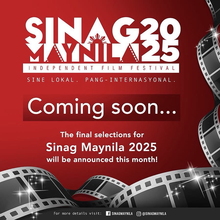 #SinagMaynila2025 official announcement of films in competition this Wednesday, August 20. Abangan …

#SinagMaynila #SineLokalPangInternasyonal