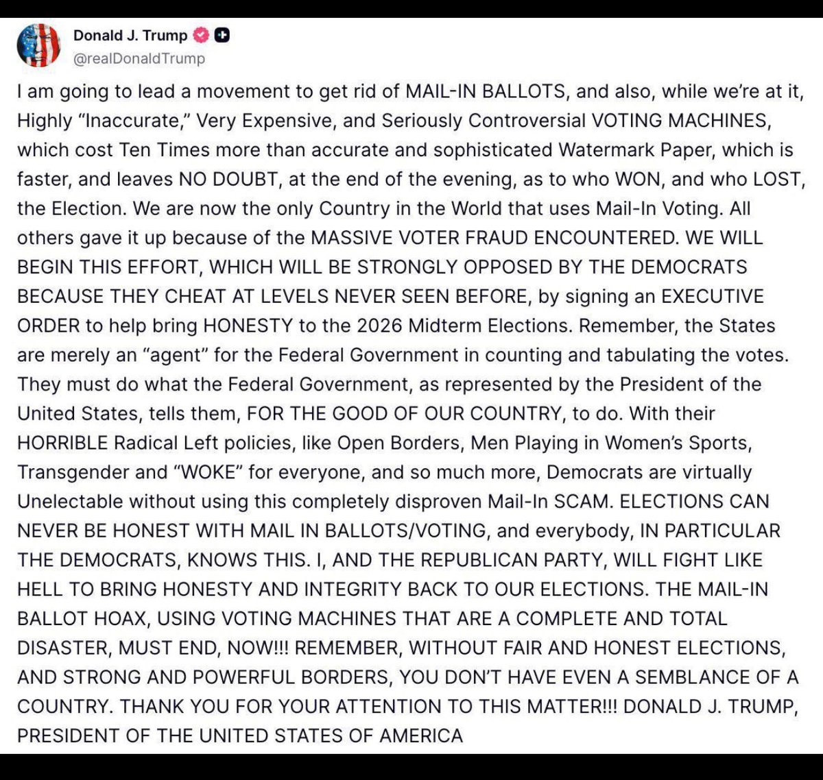 Carol Swain Enterprises, LLC (@carolmswain) on Twitter photo What are your thoughts about President Trump’s desire to get rid of mail-in ballots and electronic voting machines? What are your thoughts about President Trump’s desire to get rid of mail-in ballots and electronic voting machines?