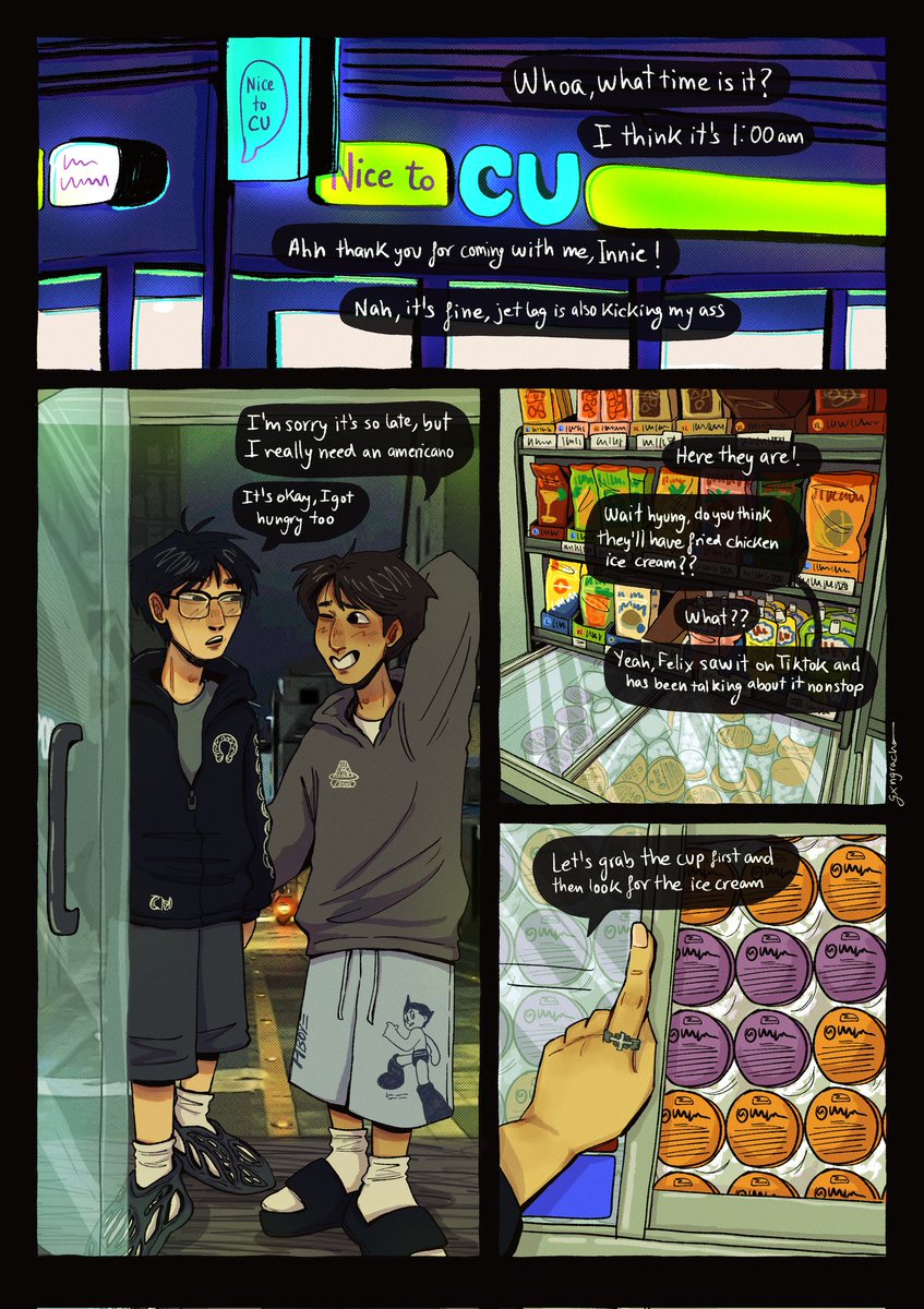 gxngracha's tweet image. 1am convenience store run 
#StrayKids #Straykidsfanart #HAN #I_N